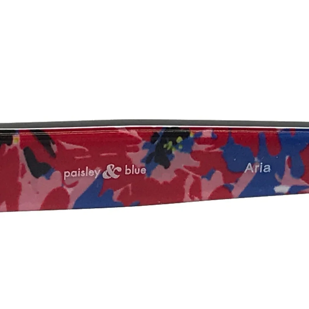 Paisley & Blue Eyeglasses Frames ARIA SKY Blue Red Black Cat Eye 54-16-135